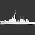 Modern White Naval Warship K787 with Superstructure Mast Radar and Water Reflection