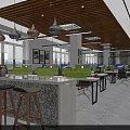 Modern Marble Office Reception Desk With Exquisite Corporate Brand Wall And Sleek Wooden Ceiling Design