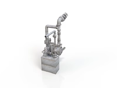 Heavy Duty Industrial Equipment With Metal Pipes Valves And Mechanical Base Structure 3d model