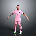 Football Player In Pink Jersey With XETO Logo Number 10 Captain Armband