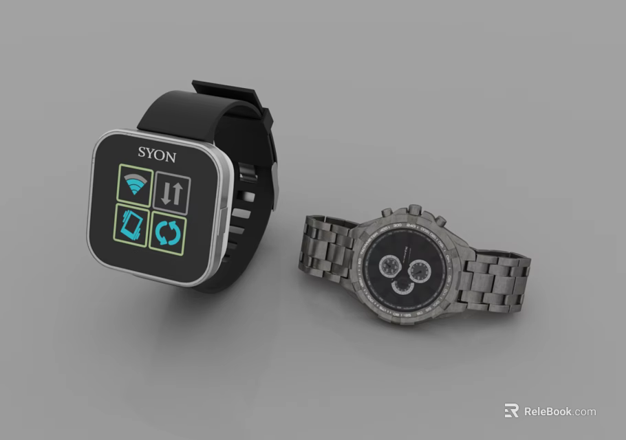 SYON Smart Watch And Classic Mechanical Watch With Digital Display And Metal Bracelet Design 3d model 