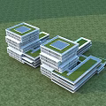 Modern Building Complex Aerial View Planning with Green Roofs and Multi Story Structures 3d model