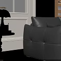 Black Sofa With White Round Coffee Table Pillows Blanket Beige Ottoman In Living Room