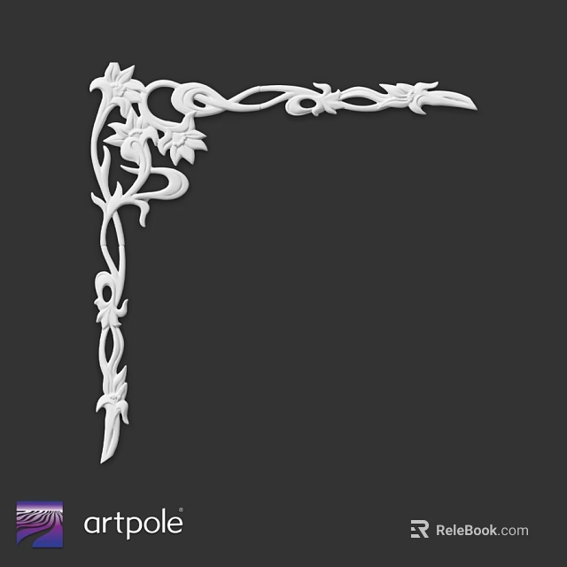 Decorative Corner Carved Ornament With Intricate Floral And Vine Patterns In White 3d model 