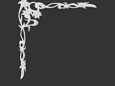 Decorative Corner Carved Ornament With Intricate Floral And Vine Patterns In White 3d model
