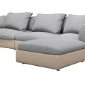 Modern L Shaped Sectional Sofa With Light Gray Cushions And Beige Base 3d model