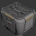 Industrial Equipment Metal Container With Yellow Warning Stripes And Recycling Symbol Structural Design