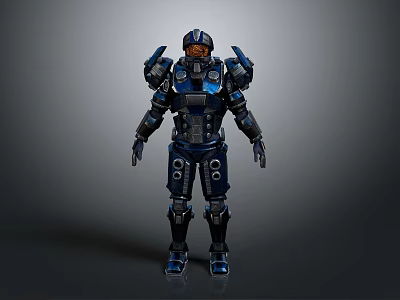Futuristic Sci Fi Mechanical Armor In Blue And Black With Metallic Accents 3d model