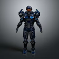Futuristic Sci Fi Mechanical Armor In Blue And Black With Metallic Accents 3d model
