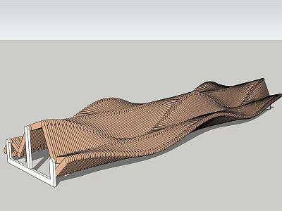 Modern Wavy Design Outdoor Chair with Woven Material and White Frame 3d model