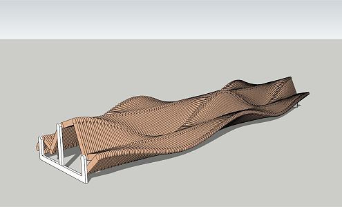 Modern Outdoor Chair Wavy Bench 3d model