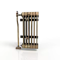 Old Fashioned Brass Radiator With Vertical Fins And Vintage Heating Design
