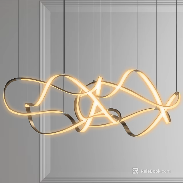 Unique shaped Chandelier with Modern Curved Lines and LED Illumination for Contemporary Interior Spaces 3d model 