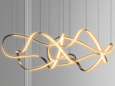 Unique shaped Chandelier with Modern Curved Lines and LED Illumination for Contemporary Interior Spaces 3d model
