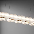 Two Hanging Modern Chandeliers With White Cloud Like Shades And Gold Metal Accents