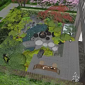 Serene Garden Landscape With Pond Stones Green Plants Trees And Stone Pathway