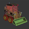 Yellow And Black Compact Skid Steer Loader With Cage Cab Large Tires And Front Bucket