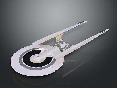 Futuristic Aerospace Starship Design With Dual White Wings And Circular Body 3d model