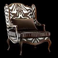 Elegant Leisure Chair With Zebra Pattern Upholstery Wooden Frame Brown Cushion And Ornate Legs