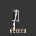 Mechanical Display Structure With Large Wheel And Two Red Circular Platforms