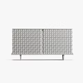 Stylish Woven Grid Pattern Solid Wood Chest Of Drawers Ideal For Living Room Storage Decor