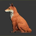 Detailed Game Movie Character Fox With Orange White Fur Sitting Posture Design