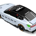 Toyota Camry Racing Car Rear View With TRD Badge White Exterior And Rear Lights