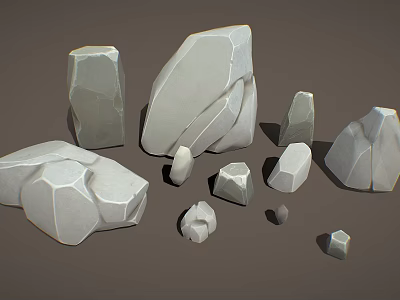 Wood and Stone Artisan Collection of White Stone Blocks with Various Shapes Sizes Geometric Textures 3d model