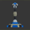 Futuristic Sci Fi Weapon With Blue Gray Mechanical Design And Tower Structure 3d model