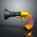 Modern 3D Rendered Yellow Pistol With Black Barrel And Purple Grip