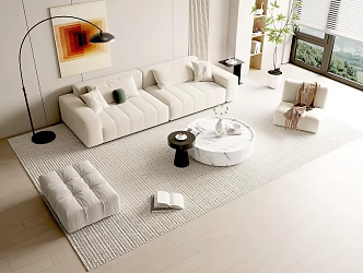 Modern living room sofa combination ornaments 3d model
