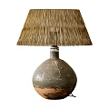 Natural Style Table Lamp With Wicker Shade And Ceramic Base For Home Decor 3d model