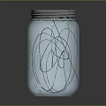 Transparent Blue Glass Jar With Metal Lid And String Lights For Decoration
