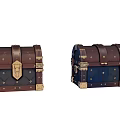 European-style Retro Treasure Box Medieval Treasure Chest Wooden Treasure Box Leather Box 3d model