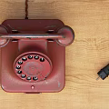 Red Vintage Rotary Phone With White And Yellow Daisy Flowers Background