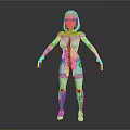Futuristic Female Robot Character With Glowing Orange Eyes And Metallic Body Design