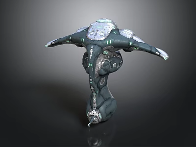 Futuristic Sci fi Mechanical Structural Component With Extended Appendages And Green Accents 3d model