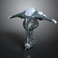 Futuristic Sci fi Mechanical Structural Component With Extended Appendages And Green Accents