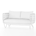 Modern Wicker Two Seater Sofa With Gray Cushions And Rattan Frame Design 3d model