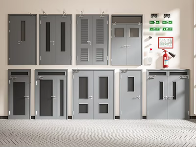 Various Gray Door Models Display With Glass Panels And Single Double Designs 3d model