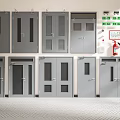 Various Gray Door Models Display With Glass Panels And Single Double Designs 3d model