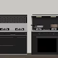 Stylish Modern Black Kitchen Appliances With Cooktops And Integrated Oven Unit