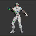Character In White Outfit With Colorful Dots Goggles Throwing Colorful Objects