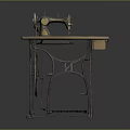 Vintage Sewing Machine With Wooden Tabletop And Metal Stand Retro Style
