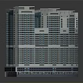 Modern Commercial Complex High Rise Buildings With Glass Curtain Walls And Retail Spaces At Base