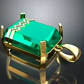 Emerald Pendant With Gold Setting And Small Diamonds For Fashion Jewelry