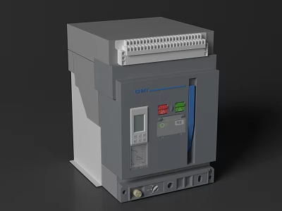 Industrial Electrical Circuit Breaker With Control Panel Digital Display Gray Housing And Terminal Blocks 3d model