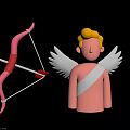 Pink Bow and Arrow Weapon with Red Arrowhead and Decorative Angel Wing Element Design