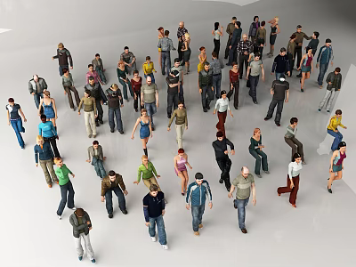 Crowd of Diverse People Standing Together in 3D Rendered Scene 3d model