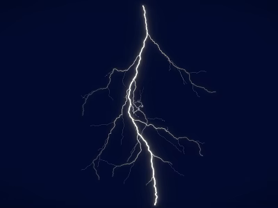 Stunning Natural Scenery With Bright Lightning Strike Against Dark Blue Sky 3d model